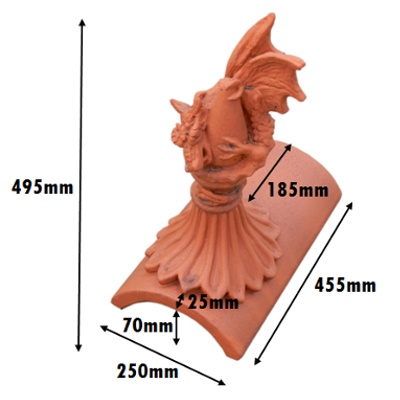 Segmental sabre dragon finial mm measurements