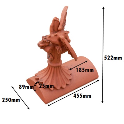 Capped segmental ridgeback dragon finial mm measurements