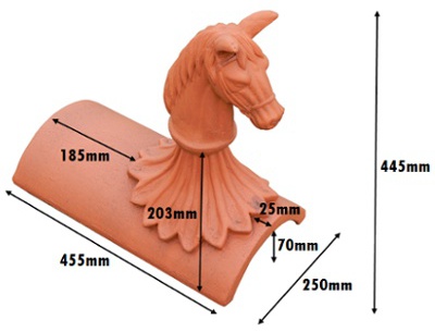 Segmental horse finial measurements mm