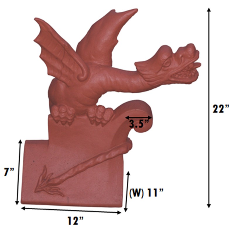 orient chinese dragon finial poking tongue measurements