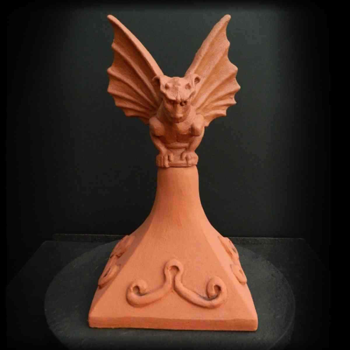 terracotta winged gargoyle square double hip end roof capping piece